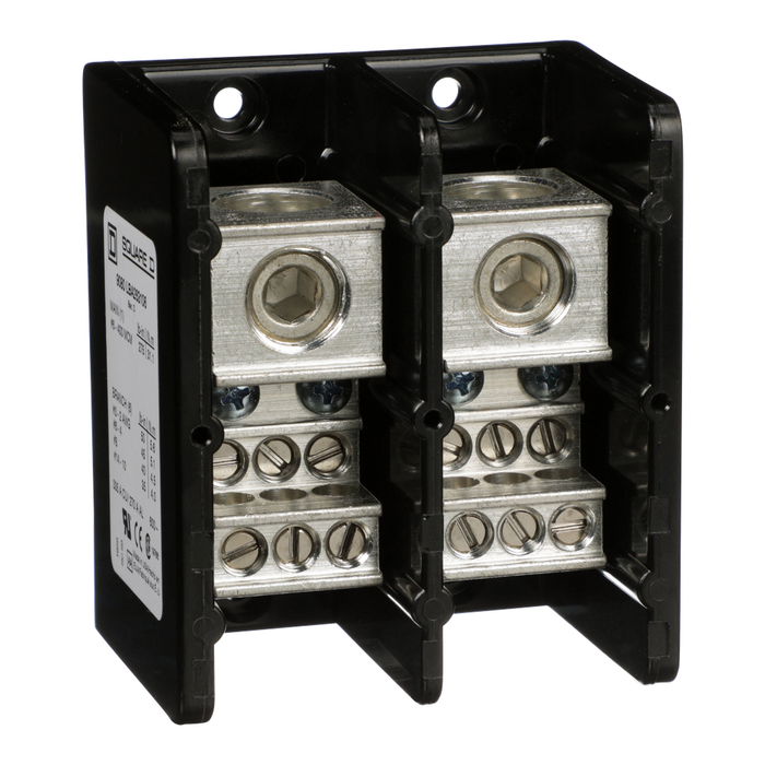 9080LBA263106 - Power distribution block, Linergy, 2 pole, 1 line, 6 load, 335A CU, 270A AL, 600 V