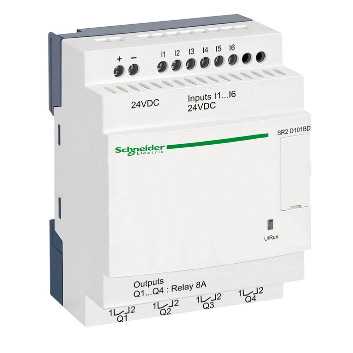 SR2D101BD - compact smart relay, Zelio Logic SR2 SR3, 10 IO, 24V DC, no clock, no display