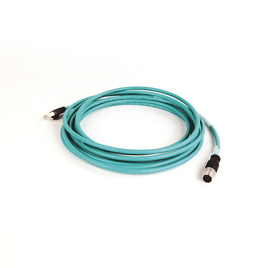 1585D-M4UBJM-50 - 1585 Ethernet Cables, 4 Conductors, M12, Straight Male, Standard, RJ45, Straight Male, Teal PUR, Shielded, 100BASE-TX, 100 Mbit/s, High Flex, PUR, Halogen Free, 10 million cycles