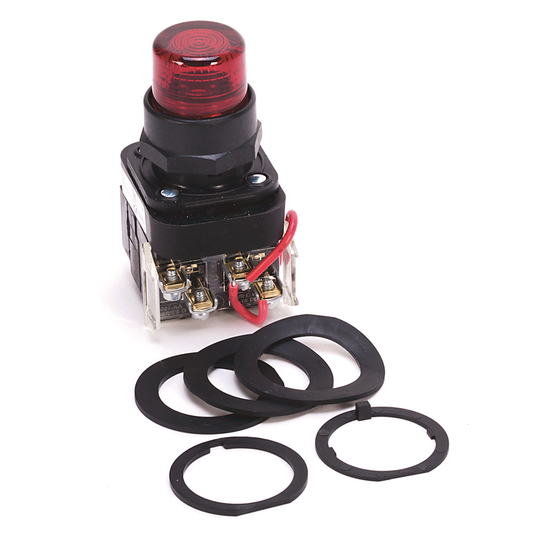 800H-PRTH16R - 30.5mm Type 4/4X/13 Pilot Light, Xfmr, Push-to-Test, LED, Red, 120V AC 50/60 Hz, 1 NO-1 NC