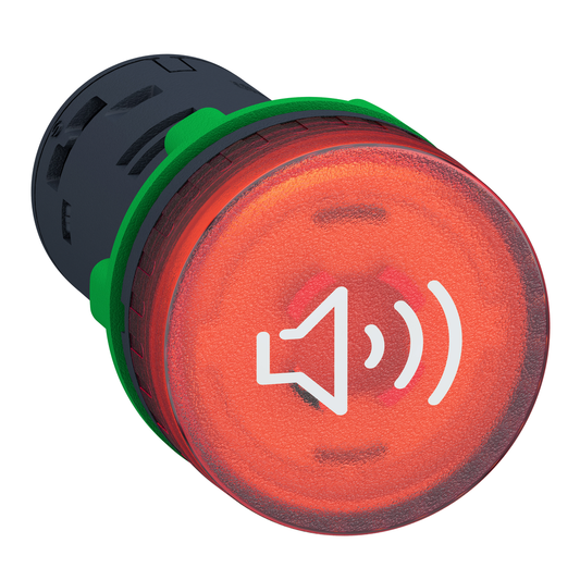 XB5KS2M4 - Harmony XB5, Zumbador luminoso, plástico, rojo, Ø22, tono continuo o intermitente, 230…240 V CA