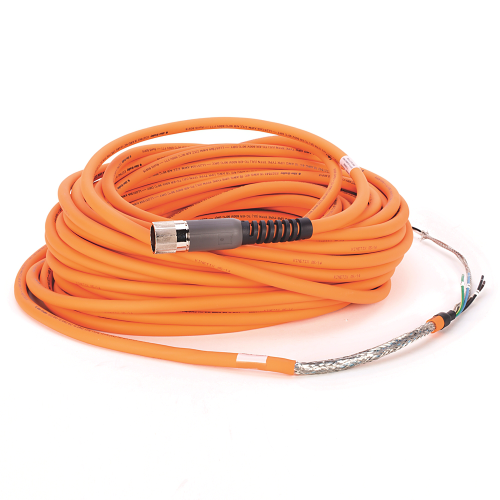 2090-CPBM7DF-16AA25 - SpeedTEC Cable, Motor Power With Brake Wires, SpeedTec DIN Connector, Drive-end, Flying-lead, 16 AWG, Standard (Non-Flex), 25 Meters