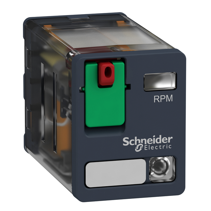 RPM22B7 - plug-in relay, Harmony electromechanical relays, 15A, 2CO, with LED, lockable test button, 24V AC