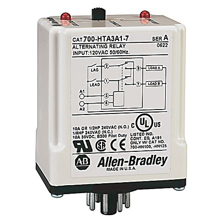 700-HTA3A2-7 - 700-HTA Alternating Relay, DPDT Cross-Wired (3 control switch), 240V AC, w selector switch.