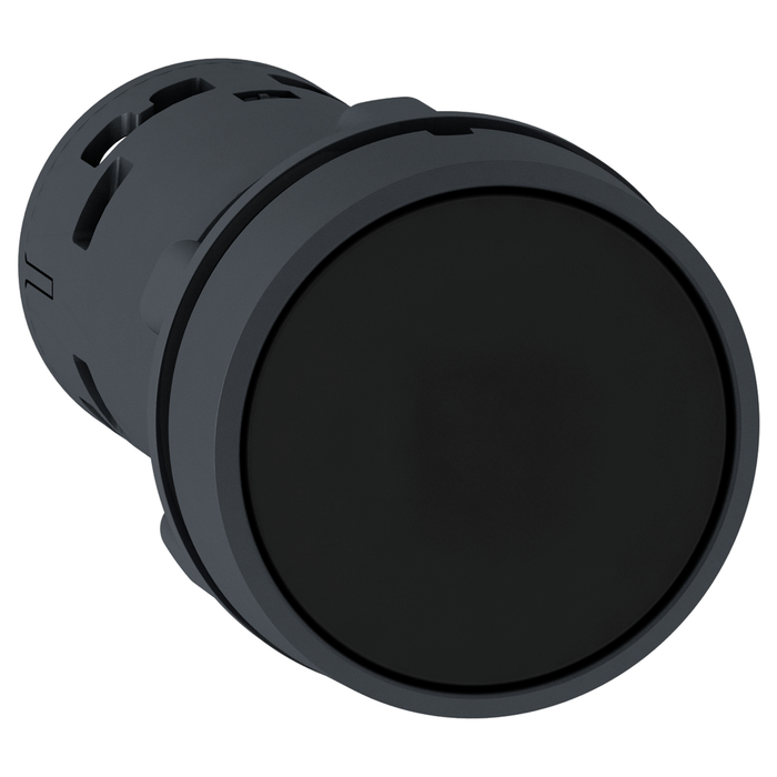 XB7NA21 - Monolithic push button, Harmony XB7, plastic, black, 22mm, spring return, unmarked, 1NO