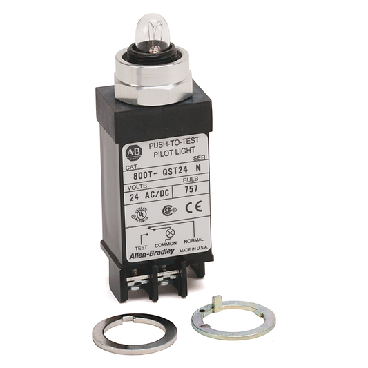 800T-QST24 - 800T Small Pilot Light, Full Voltage, Push-to-Test, Full Voltage Type, Incandescent Lamp, 24V AC/DC