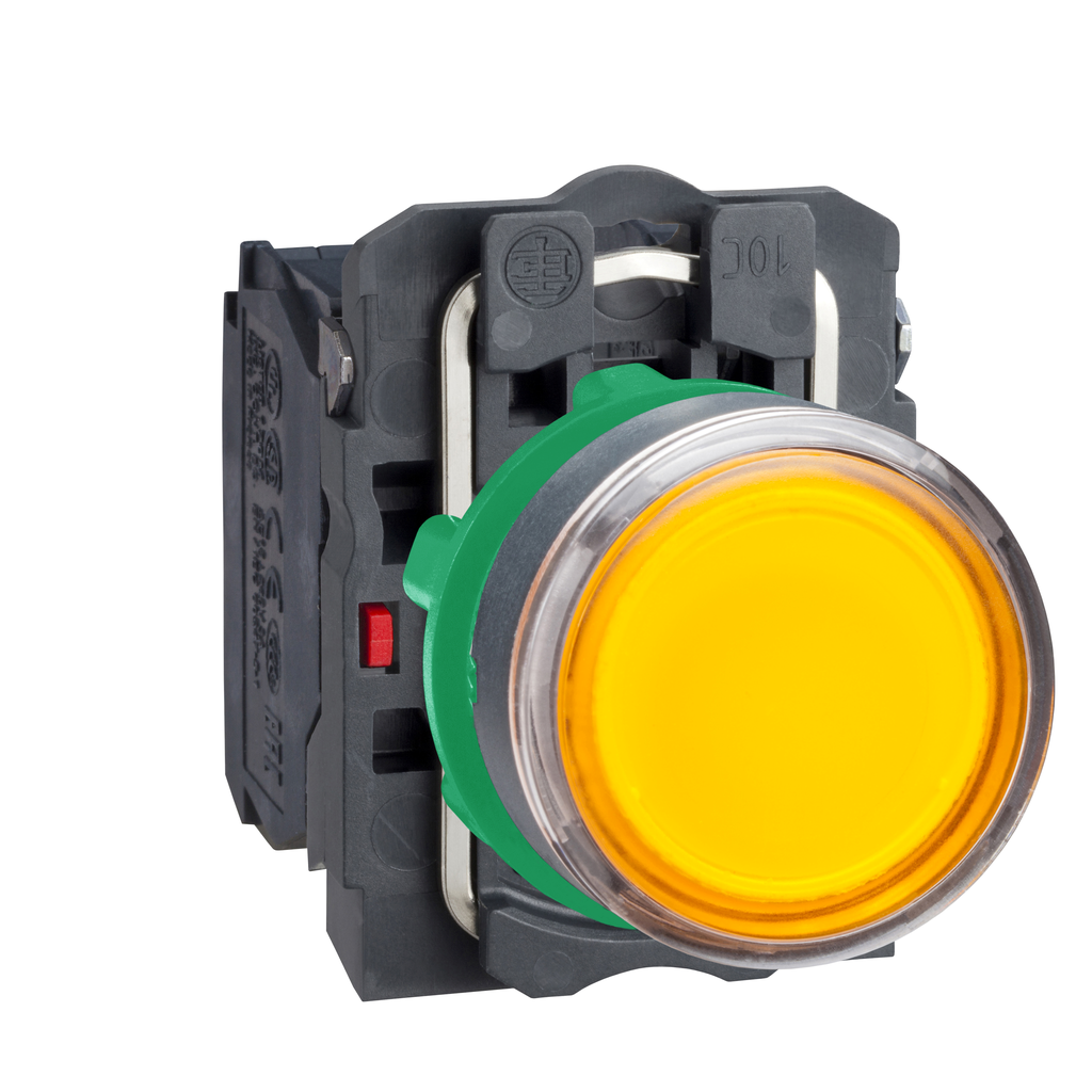 XB5AW3565 - Illuminated push button, Harmony XB5, plastic, orange flush, 22mm, spring return, 1NO + 1NC, 250V AC