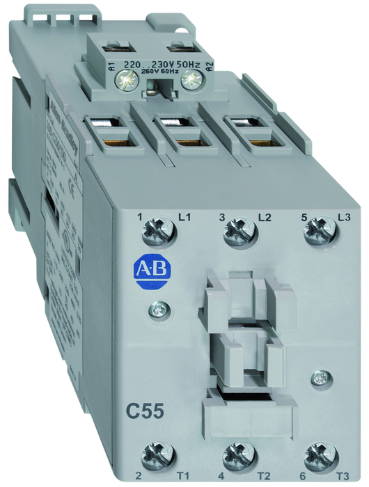 100-C55KF10 - 100-C IEC Contactor, 230V 50/60Hz, Screw Terminals, Line Side, 55A, 1 N.O. 0 N.C. Auxiliary Contact Configuration, Single Pack