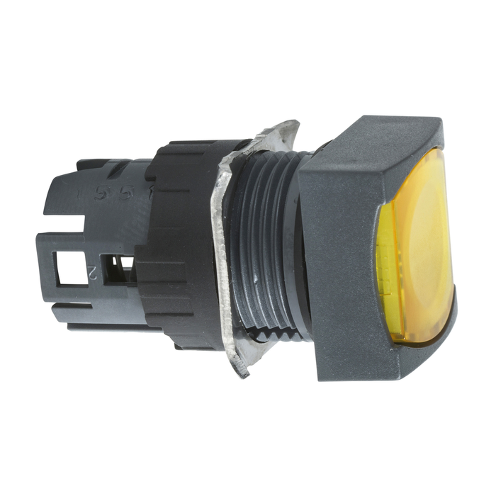 ZB6CW5 - Head for illuminated push button, Harmony XB6, yellow square flush pushbutton Ø 16 spring return 12...24 V