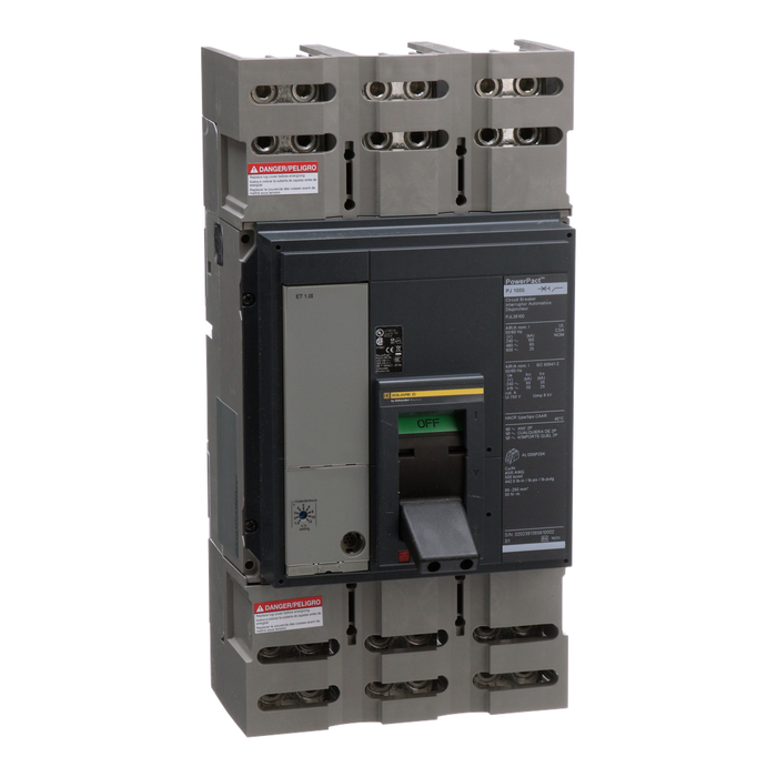 PJL36100 - Circuit breaker, PowerPacT P, 1000A, 3 pole, 600VAC, 25kA, lugs, ET1.0l, 80%