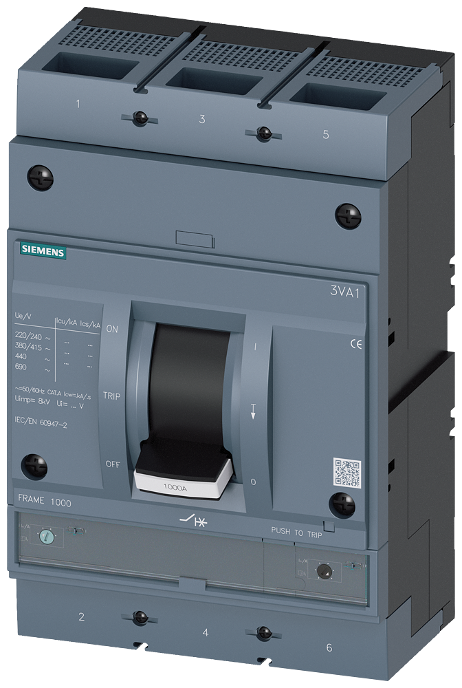 3VA1510-7EF32-0AA0 - BRKR 3VA15 3P 1000A 110KA TUERCA ATAM