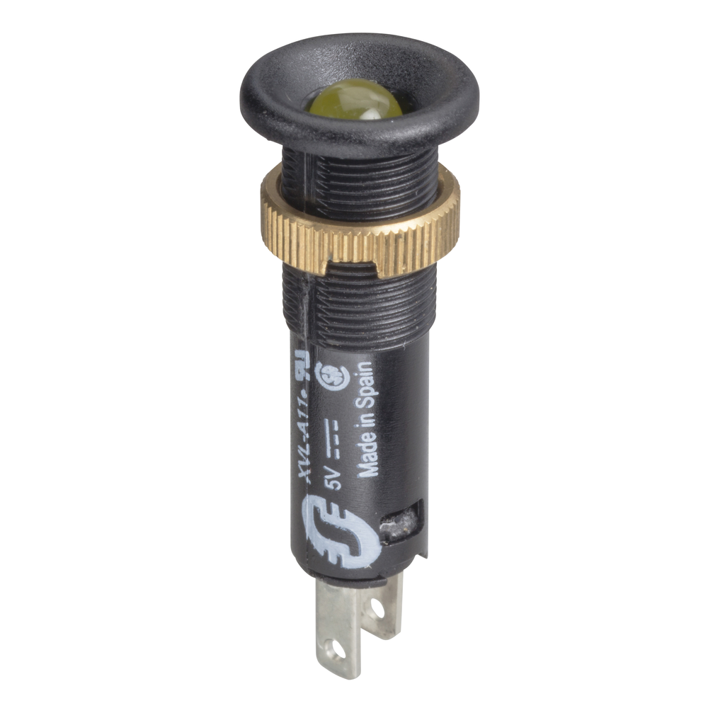 XVLA135 - Luz piloto, Harmony XVL, plástico, amarillo, 8 mm, LED saliente, conectores faston, 24 V CC