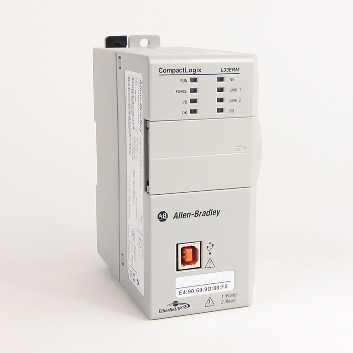 1769-L33ERMK - Dual Ethernet w/DLR capability, 2MB memory, 16 I/O Expansion, 32 Ethernet IP Nodes, 8 Axis CIP motion with Kinematics function. Controllers are shipped with 1GB SD card and can support up to 2GB SD card. - Conformally Coated