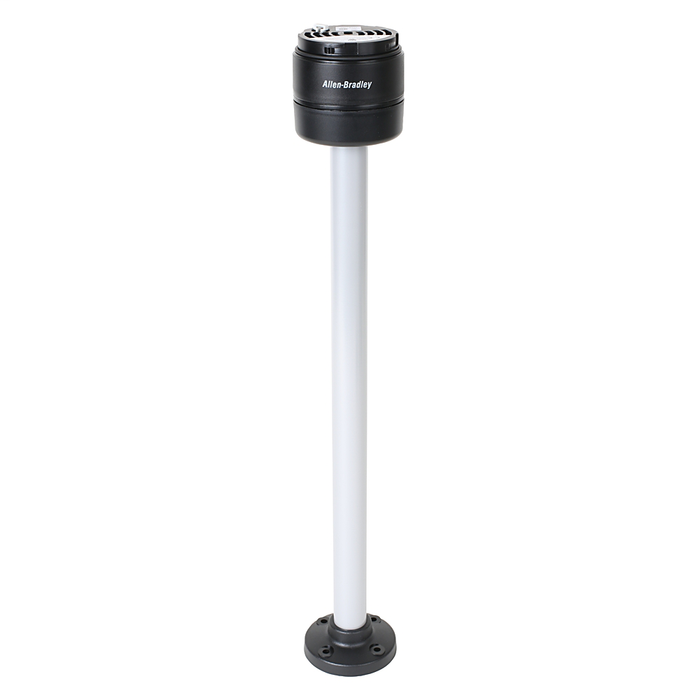 856T-B24P40C - 856T 70 mm Bases Preassembled, No Network Option, Black Housing Color, 24V AC/DC, 7 Circuits (Up to 7 Stacked Lights and or Sound Modules), 40cm Aluminum Pole Mount, Cap Included