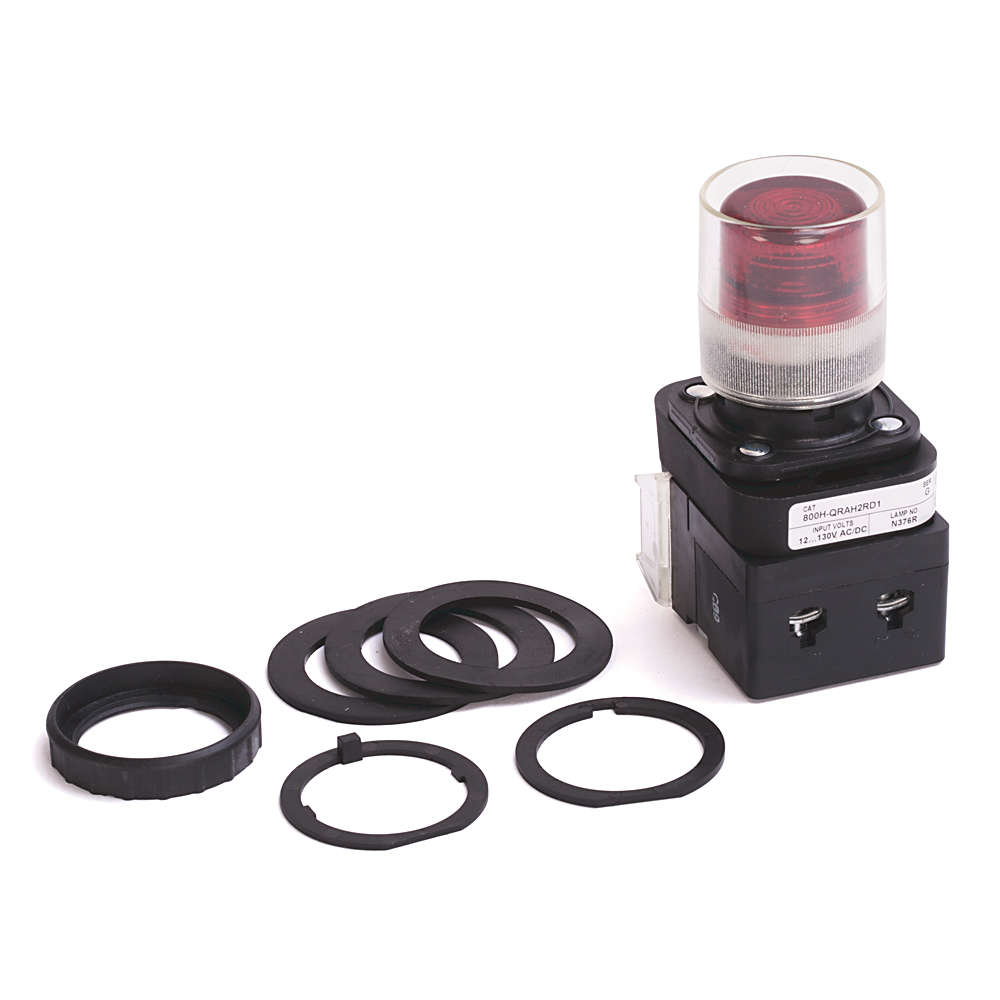 800H-QRAH2RD1 - Contacto de 30,5 mm tipo 4/4X/13, PB-Ilum., rojo, carcasa exterior con protección, LED, 12-130 V CA/CC, 1 NA