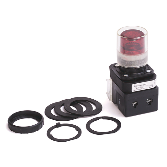 800H-QRAH2RD1 - Contacto de 30,5 mm tipo 4/4X/13, PB-Ilum., rojo, carcasa exterior con protección, LED, 12-130 V CA/CC, 1 NA