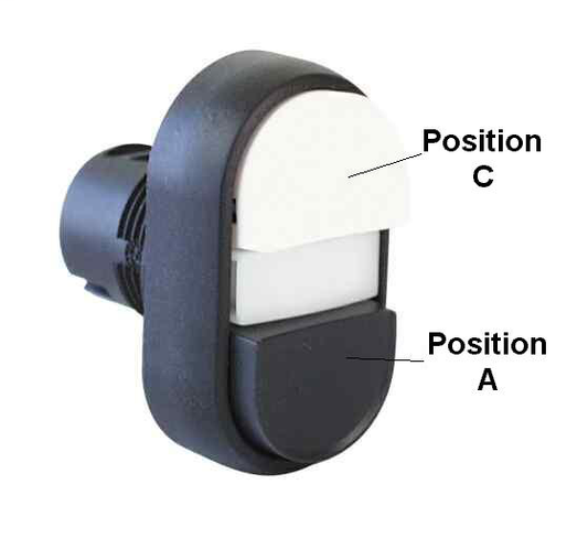 800FP-LU2F2F1 - 800F 2 Pos. Illuminated Multifunction-Rd. Plas. (IP66, 4/4X, IP65), Pos. A- Black Flush PB, Pos. C- White Flush PB, Standard Pack (Qty. 1)