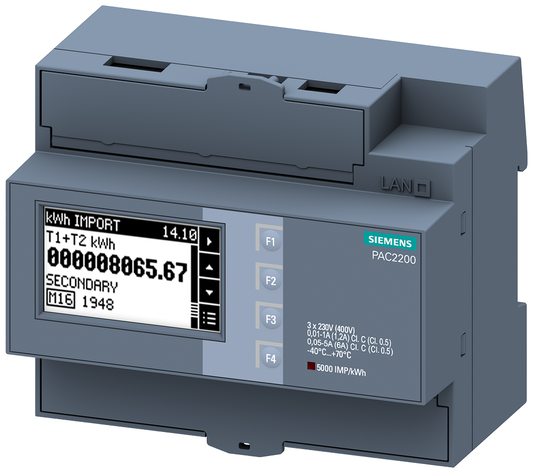 7KM2200-2EA30-1HA1 - PAC2200, LCD, DIN RAIL, 5A Modbus RTU, MID