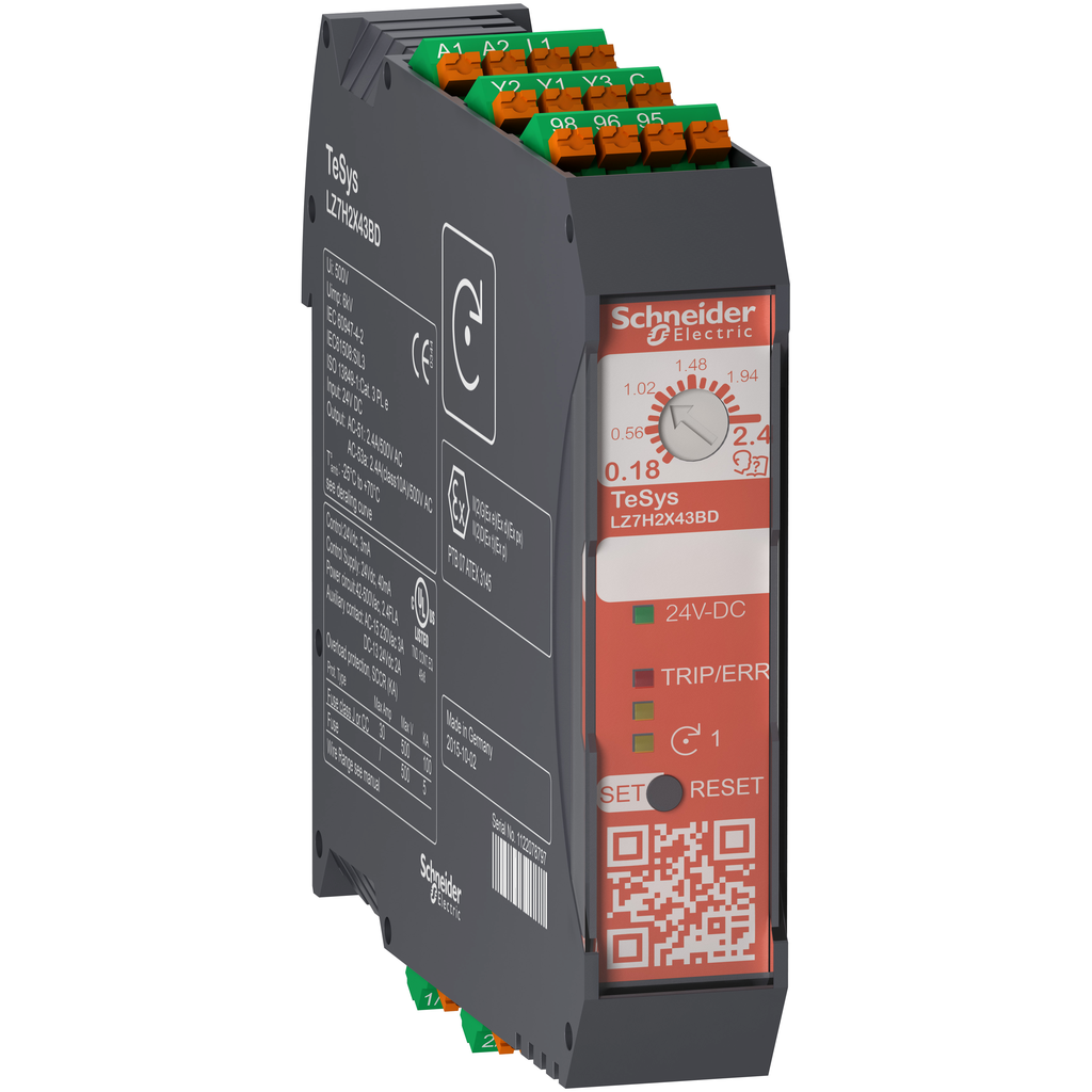 LZ7H6X53BD - Arrancador ultracompacto, TeSys Hybrid, Safe Torque Off, 3P, 500 V CA, 3 kW a 400 V, 24 V CC, terminal de resorte