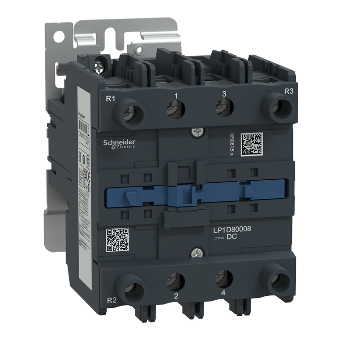 LP1D80008BD - IEC contactor, TeSys Deca, nonreversing, 125A resistive, 4 pole, 2 NO and 2 NC, 24VDC coil, open style