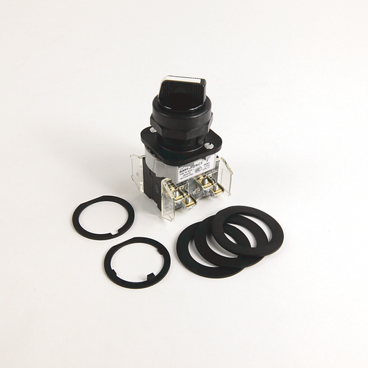 800H-JR2KU7B - Interruptor selector de 3 posiciones 800H, blanco, mantenimiento de perilla estándar, 3 posiciones, leva y bloques de contacto, código R para 800H, n.°