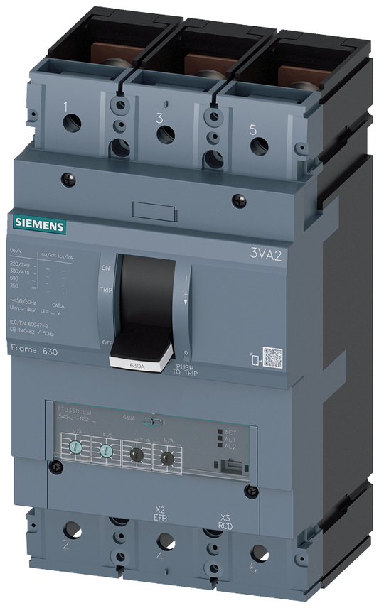 3VA2463-5HN32-0AA0 - BRKR 3VA24 3P 630A 55KA ETU3-LSI TUERCA
