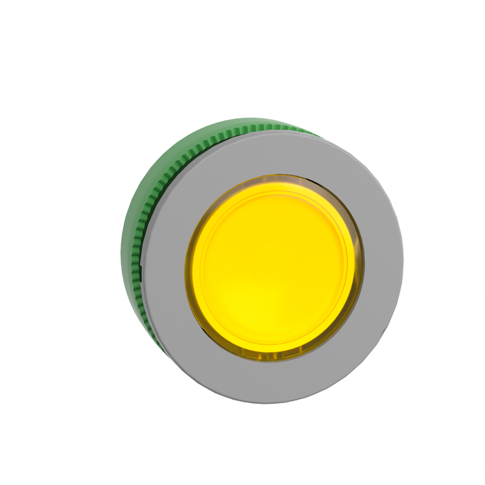 ZB5FV083C0 - Head for pilot light, Harmony XB5, grey bezel, yellow flush mounted, 30mm, universal LED, plain lens