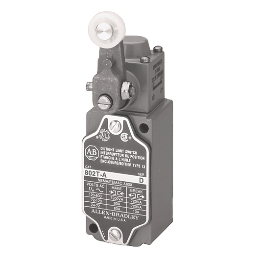 802T-A3P1 - Limit Switch, NEMA Type 4 and 13 Oiltight Construction, Plug-In, Lever Type, Spring Return, Standard Operating Torque, 2-Circuit, CW operation only, lever can be moved CCW, Head Only
