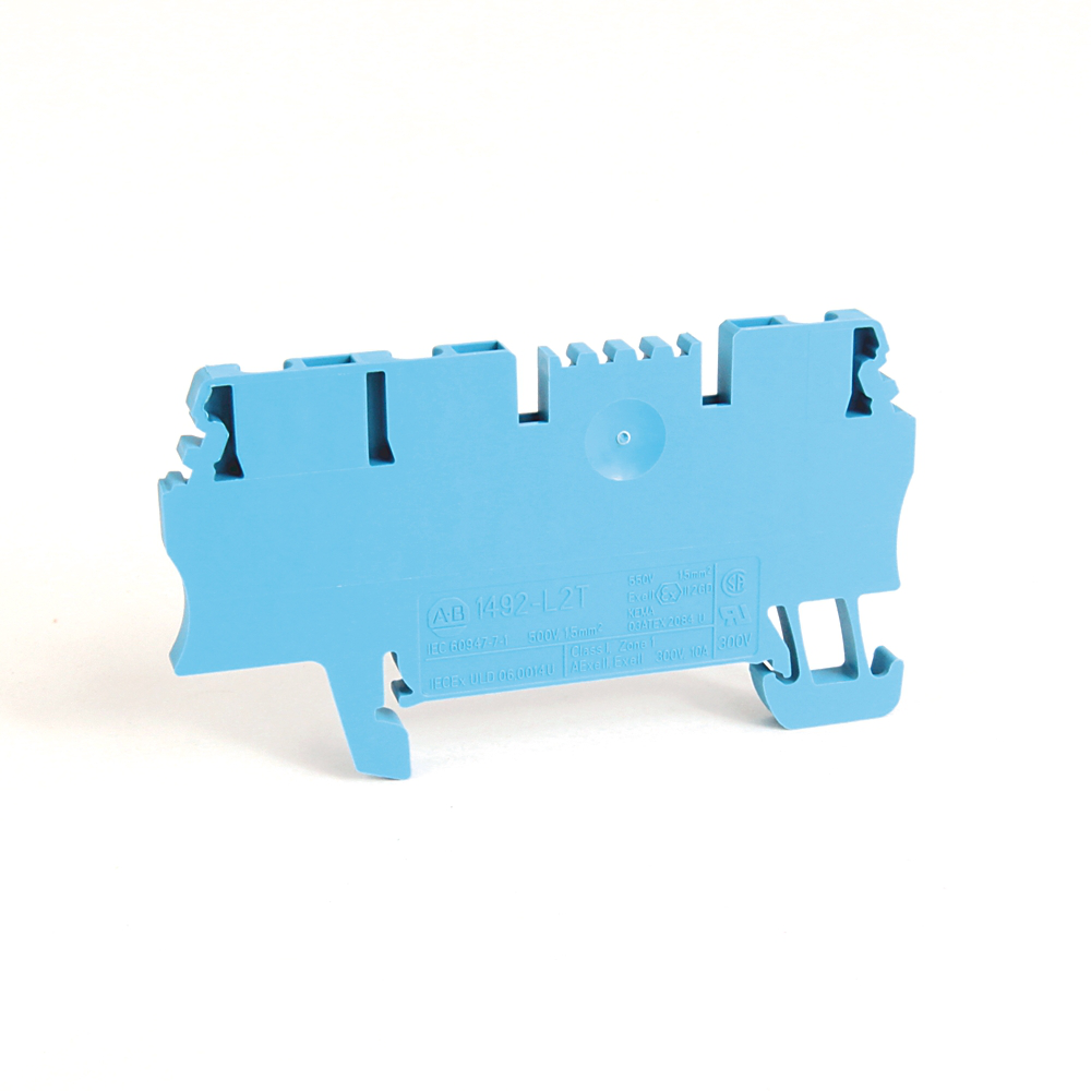 1492-L2T-BL - Spring Clamp Terminal Block,One-Circuit Feed-Through Block,1.5mm² (# 26 AWG - # 14 AWG),2 Connection points on one side,Black