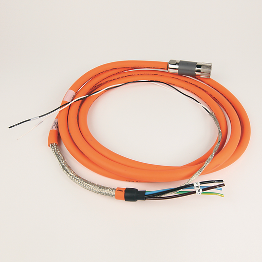 2090-CPBM7DF-12AA03 - SpeedTEC Cable, Motor Power With Brake Wires, SpeedTec DIN Connector, Drive-end, Flying-lead, 12 AWG, Standard (Non-Flex), 3 Meters