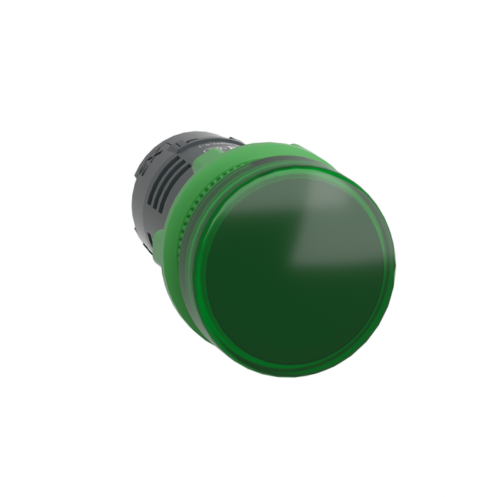 XB5EVB3 - Monolithic pilot light, Harmony XB5, grey plastic, green, 22mm, universal LED, plain lens, 24V AC DC