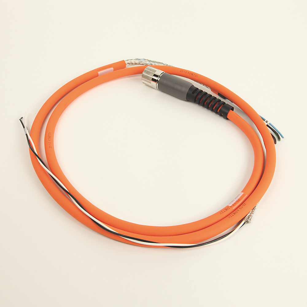 2090-CPBM7DF-16AA02 - SpeedTEC Cable, Motor Power With Brake Wires, SpeedTec DIN Connector, Drive-end, Flying-lead, 16 AWG, Standard (Non-Flex), 2 Meters