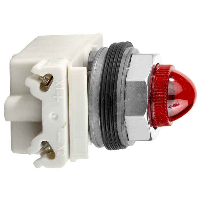 Pilot light, Harmony 9001K, metal, polycarbonate, domed, red, 30mm, 24-28V (Qty. 24)