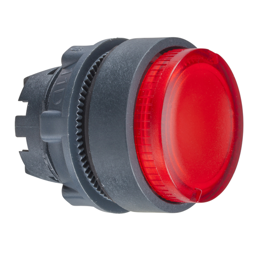 ZB5AW14 - Head for illuminated push button, Harmony XB5, red projecting, 22mm, BA9s bulb, spring return, unmarked