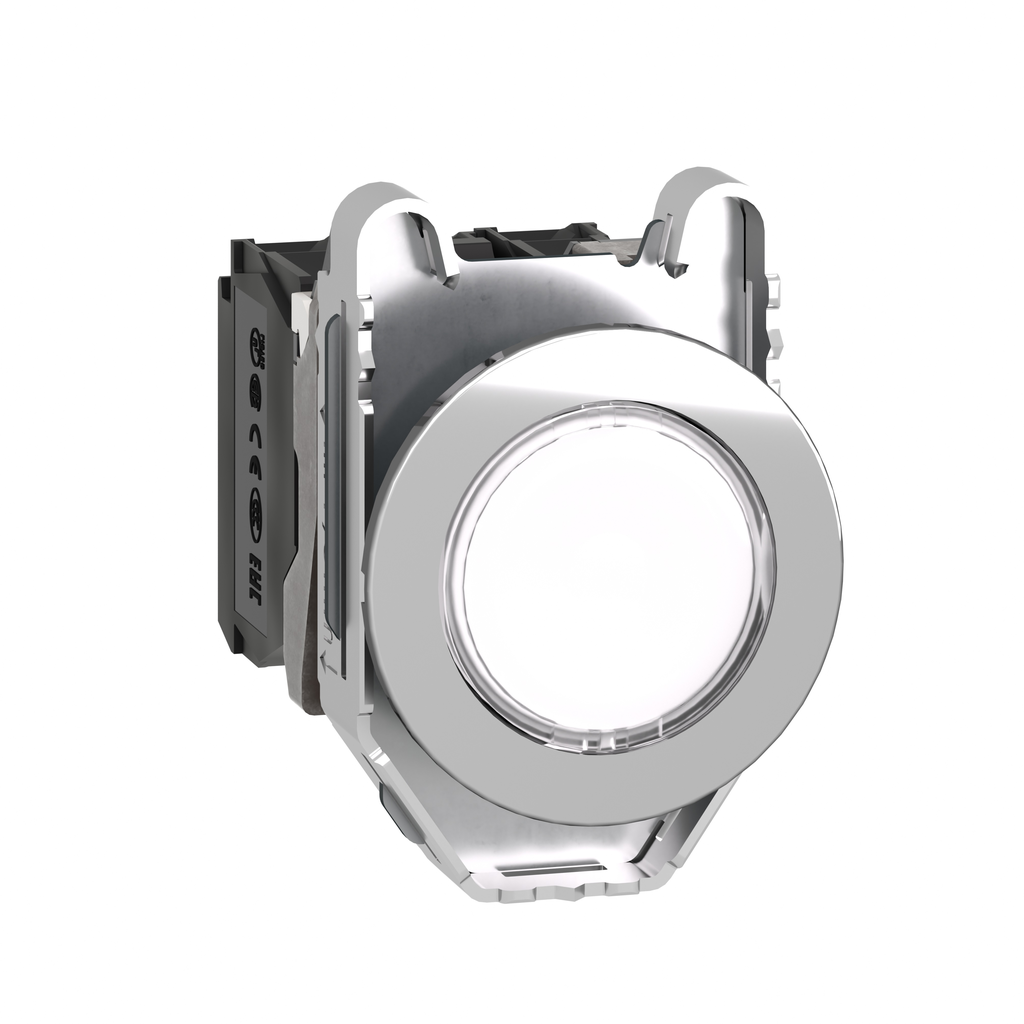 XB4FW31G5 - Pulsador luminoso, Harmony XB4, metal, blanco, empotrable, 30 mm, LED universal, lente lisa, 1 NA + 1 NC, 120 V CA