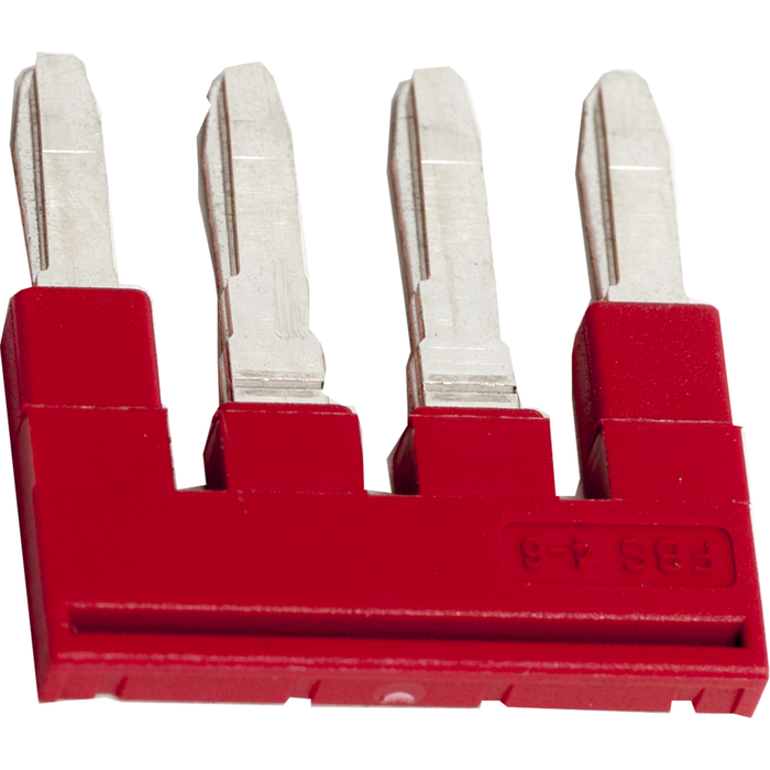 NSYTRAL44 - Plug-in bridge, Linergy TR, 4 pole, for 4mm² terminal blocks, red, 4 way, 6.2mm pitch, set of 50