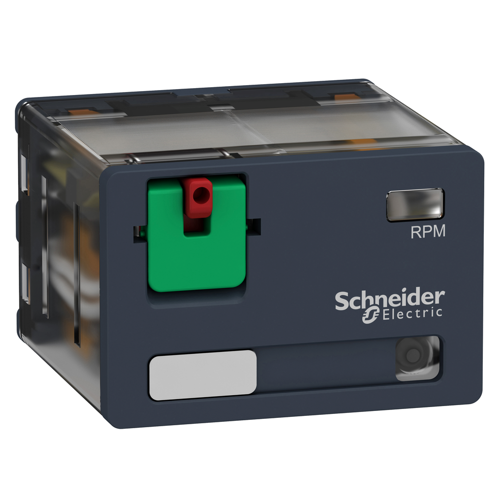 RPM42E7 - Relé enchufable, relés electromecánicos Harmony, 15 A, 4 CO, con LED, botón de prueba bloqueable, 48 V CA
