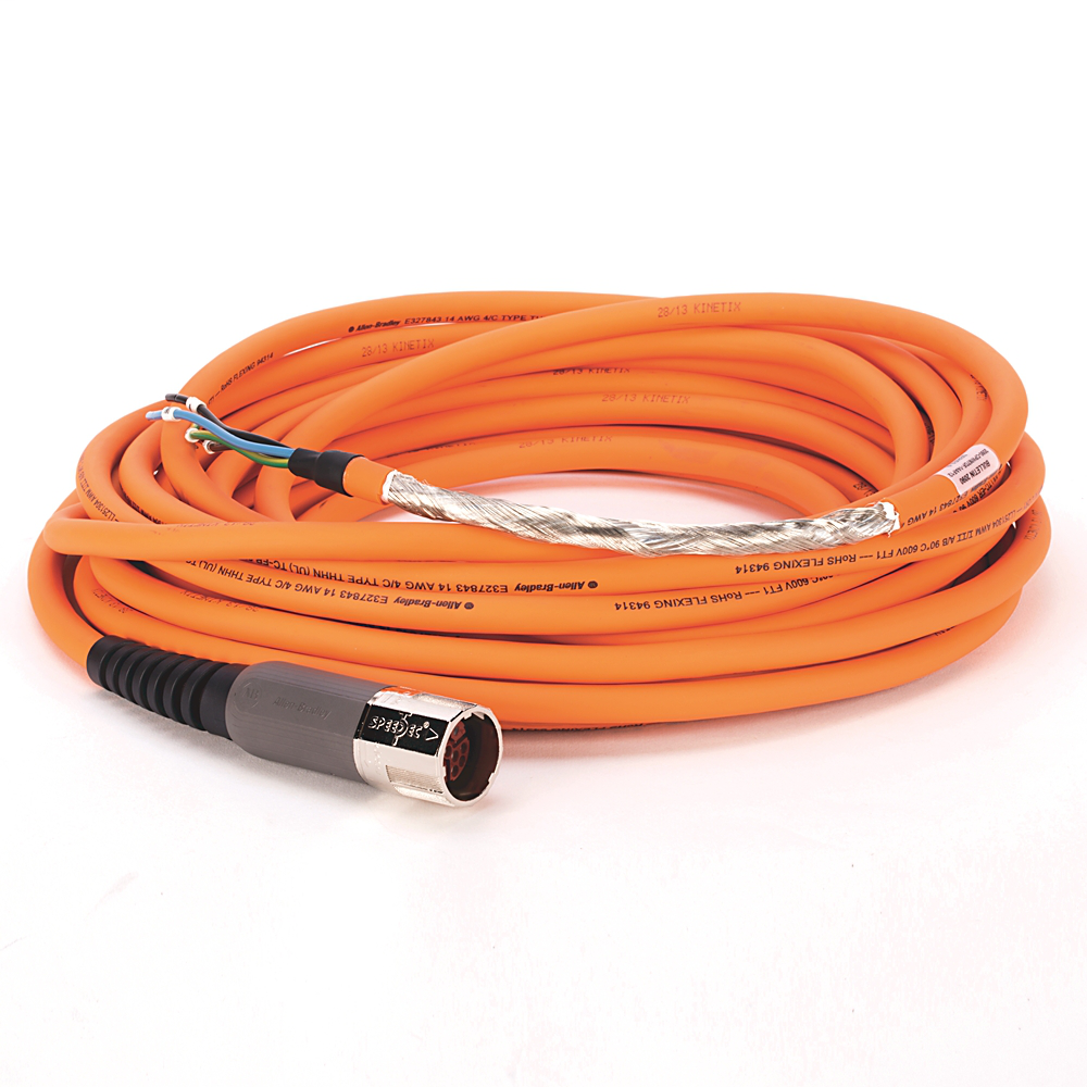 2090-CPWM7DF-14AF12 - Cable SpeedTEC, solo alimentación del motor, conector DIN SpeedTec, extremo de accionamiento, cable flexible, 14 AWG, 12 metros