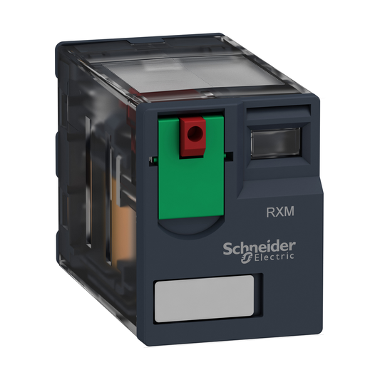 RXM2AB1B7 - Relé enchufable miniatura, Harmony, 12 A, 2 CO, botón de prueba bloqueable, 24 V CA