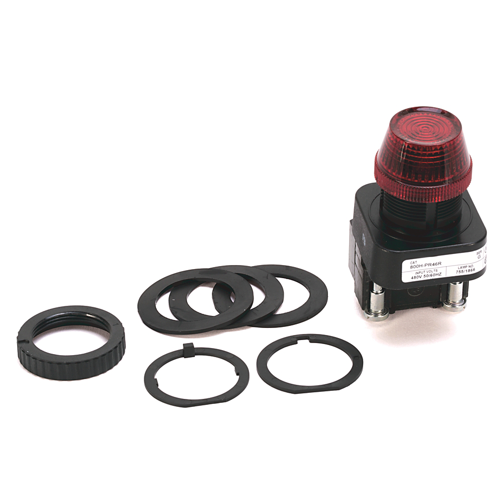 800H-PR46W - Luz piloto de 30,5 mm tipo 4/4X/13, Xfmr, sin opción de prueba, incandescente, blanca, 480 V CA 50/60 Hz