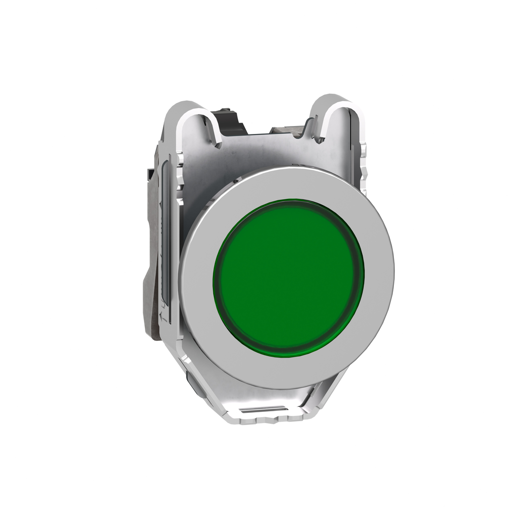 XB4FVB3 - Luz piloto, Harmony XB4, metal, verde, empotrada, 30 mm, LED universal, lente lisa, 24 V CA CC