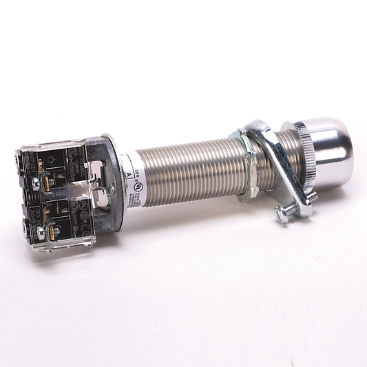 800HL-AP2D1 - Contacto momentáneo PB para áreas peligrosas, tipo 7 y 9, sin iluminación, cuerpo largo, cabezal empotrado, negro, 1 NA