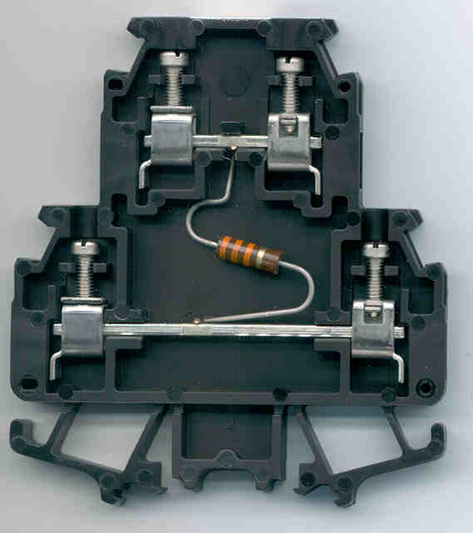 1492-HM2RB202 - 1492-H Finger-Safe Terminal Blocks, H-Block,Double Circuit Resistor Block, Code 2,Metal Oxide Film Resistor, #30 - #12 AWG, Black (Standard),No Bulk Pack (Single Block)