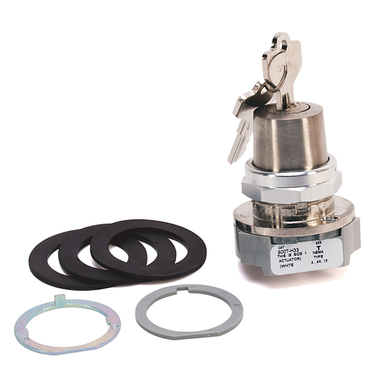 800T-H3312B - 30.5mm Type 4/13 2 Pos. Cylinder Lock Sel. Switch, Maint., Lock-Both, Std. Key, D900 Key, 2 NO-2 NC