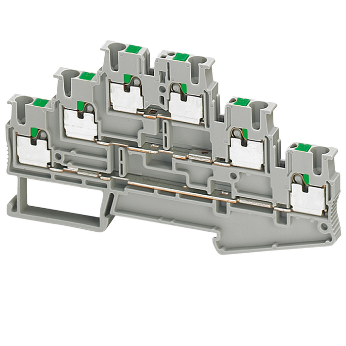 NSYTRP26T - Terminal block, Linergy TR, spring type, feed through, 3 levels Connections, 6 points, 2.5mm², grey, push-in type, set of 50