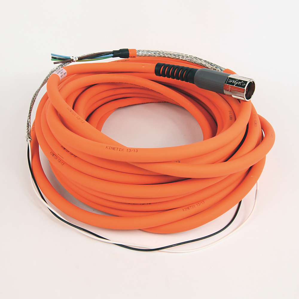 2090-CPBM7DF-14AA20 - SpeedTEC Cable, Motor Power With Brake Wires, SpeedTec DIN Connector, Drive-end, Flying-lead, 14 AWG, Standard (Non-Flex), 20 Meters