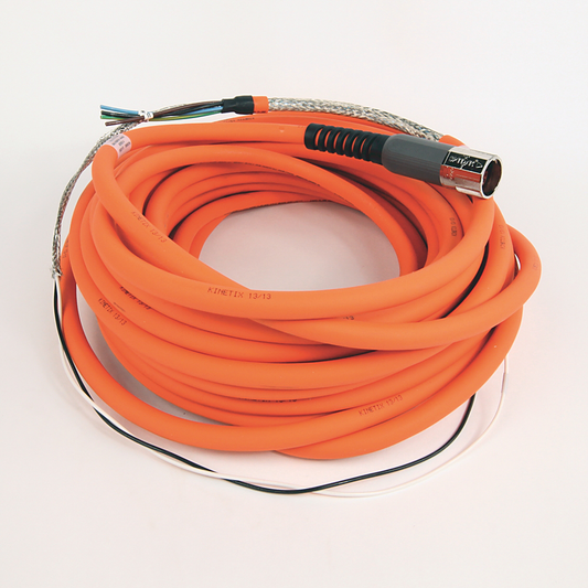 2090-CPBM7DF-14AA20 - SpeedTEC Cable, Motor Power With Brake Wires, SpeedTec DIN Connector, Drive-end, Flying-lead, 14 AWG, Standard (Non-Flex), 20 Meters