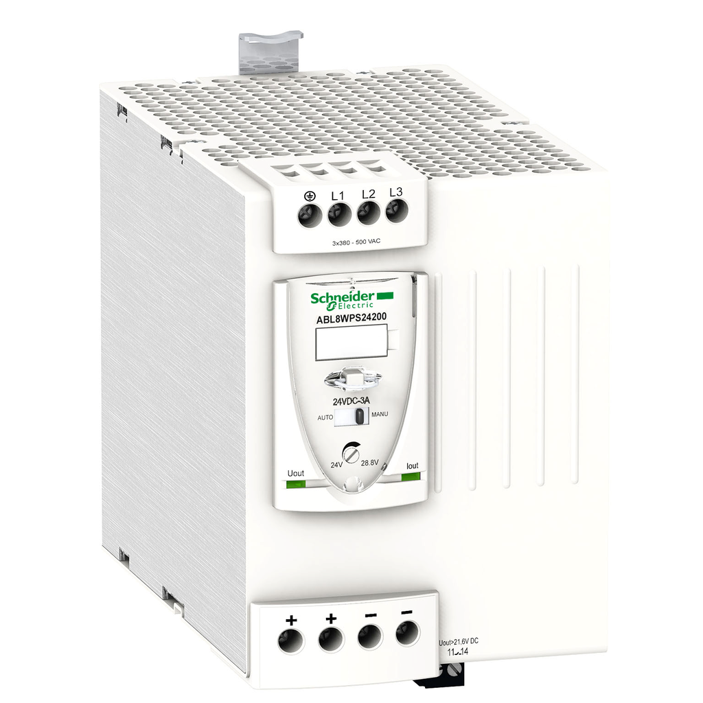 ABL8WPS24200 - Fuente de alimentación conmutada regulada, Modicon, trifásica, 380...500 V CA, 24 V, 20 A