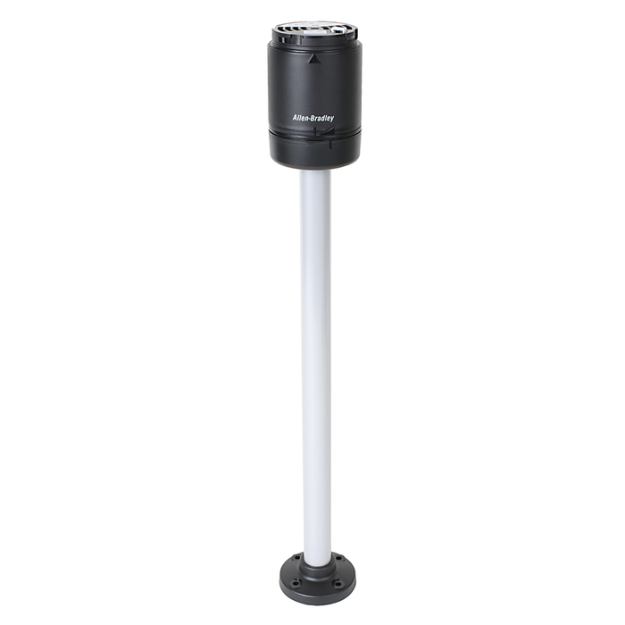 856T-BA7P40C - 856T 70 mm Bases Preassembled, No Network Option, Black Housing Color, 90-250V, 7 Circuits (Up to 7 Stacked Lights and or Sound Modules), 40cm Aluminum Pole Mount, Cap Included