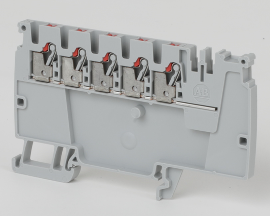 1492-P10PD3E-5RE - Bloques de terminales a presión 1492-P, 2,5 mm² (AWG 28 - AWG 12), 20 A, bloque de distribución de alimentación de control, bloque final, 5 puntos rojos